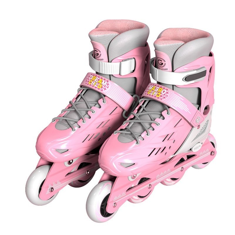 青少年兒童閃光溜冰鞋 粉色溜冰鞋 男女童雙排旱冰鞋 專業旱冰鞋 直排輪成人溜冰鞋