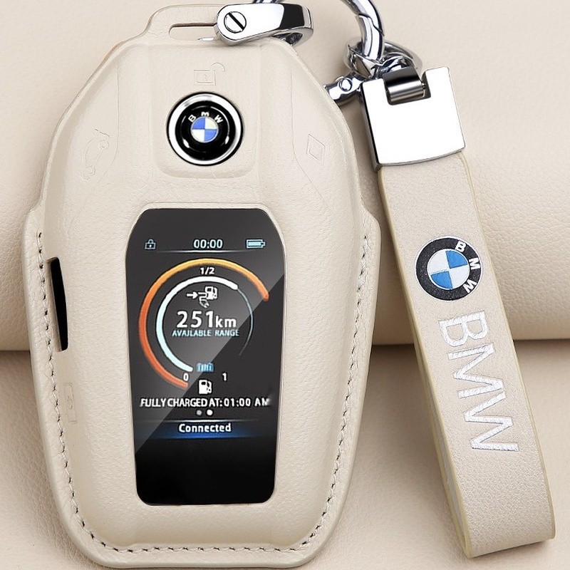 m5折熱銷BMW液晶真皮鑰匙套 適用於寶馬 7系 新5系 740 530li 6系GT X3 X5 液晶屏鑰匙真皮