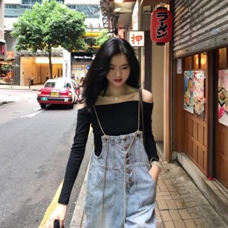 【OBIND】背帶褲 背帶褲大尺碼 牛仔背帶褲女2023新款韓版秋季套裝寬松減齡春秋連體褲子女長褲潮