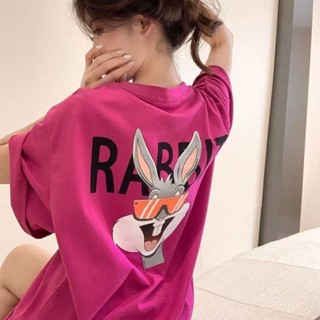 [Jaylee]純棉T恤 玫紅色短袖T恤女 夏季新款寬鬆 韓版上衣 短袖女 ins潮學生半袖上衣