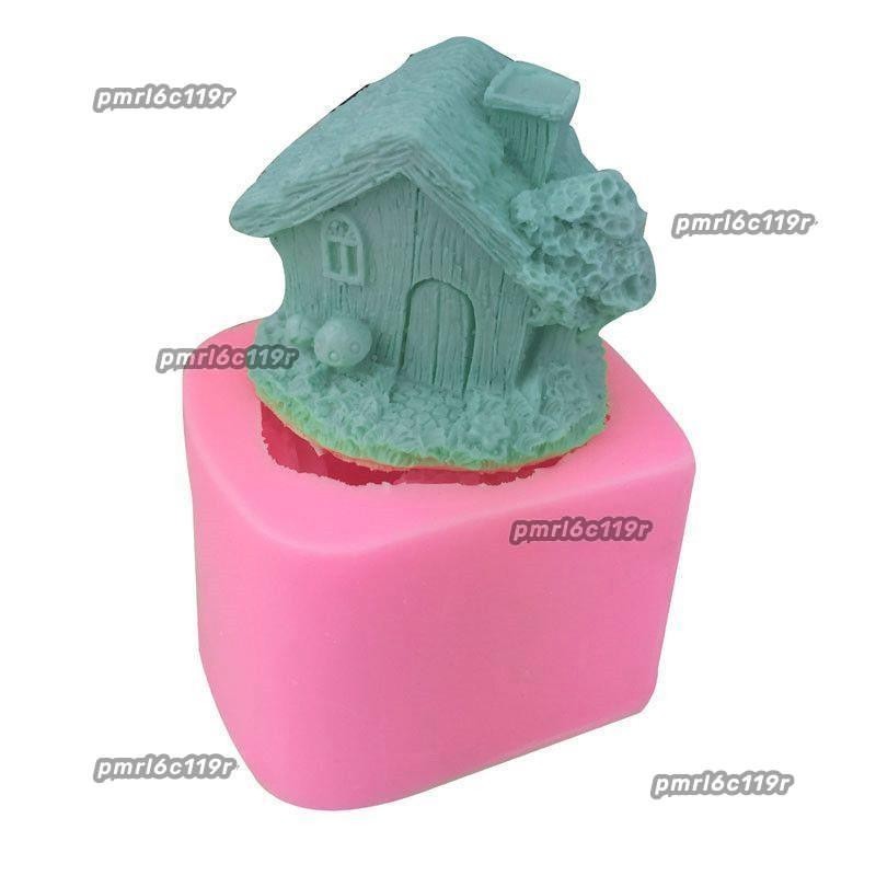 新款3D立體房子小木屋造型胿膠模 翻糖液態矽膠模具 香皂肥皂蠟燭模具 石膏滴膠 斯奈爾