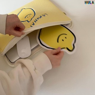 HULA- ins小眾設計檸檬刺繡字母iPad平板筆電電腦包收納包