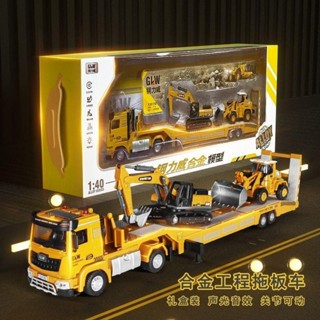 臺灣出貨︱兒童玩具車合金超大號拖板車玩具挖掘機工程車起重機汽車玩具車模型模擬套裝