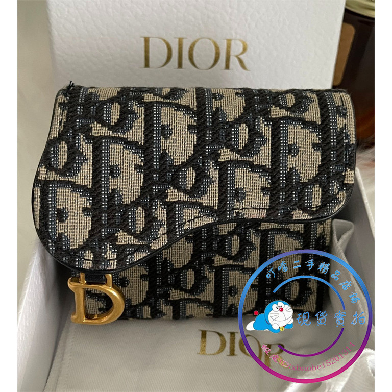 正品免運 Dior 迪奧 SADDLE 刺繡老花 馬鞍 三折錢包 卡包 短夾 零錢包 皮夾 錢夾 S5652CTZ