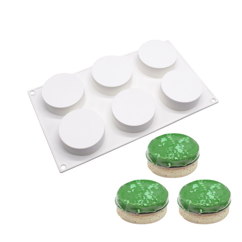 6連扁圓柱矽膠蛋糕模具DIY烘焙模手工皂模具香薰模矽膠皂模
