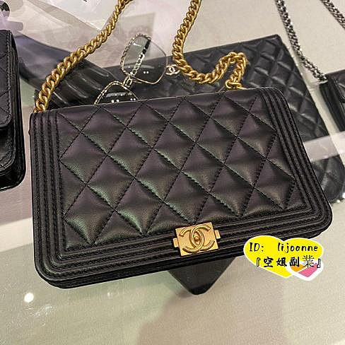 『精品』CHANEL 香奈兒 CC BOY WOC AP1117 金鍊條包 肩背包 黑色羊皮革 斜挎包 發財包