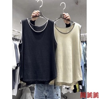 【M-5XL大尺碼】大尺碼背心 無袖背心 無袖上衣 寬鬆 胖MM特大碼300斤百搭外穿背心弔帶女夏寬鬆法式內搭別緻打底上
