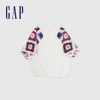 Gap 女裝 純棉圓領短袖針織毛衣-白色(874528)