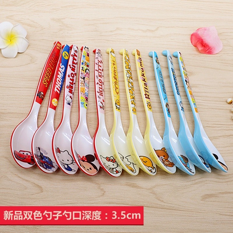 ✅精選密胺 卡通 勺子 湯匙 防摔 勺子 兒童 湯勺 餐具 家居用品 凱蒂貓 美樂蒂 米奇 勺子