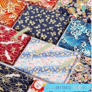 diy手作 桌布 和風棉布 燙金棉布 日式棉布 花布 娃娃衣服 棉布 純棉 布料【08170425】
