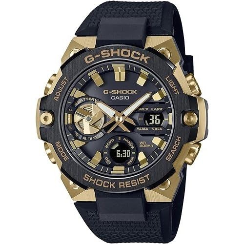 日本行貨★CASIO 卡西歐G-SHOCK 光動能膠帶錶-金 X 黑 GST-B400GB-1A9JF GST-B400