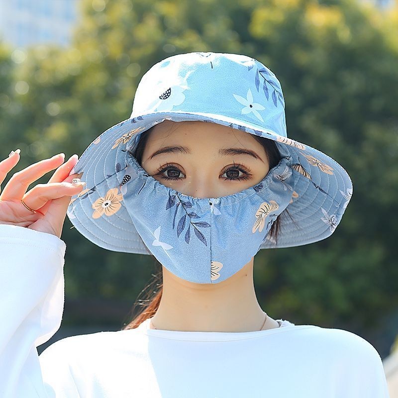 新款口罩一體帽遮陽帽護臉全防護埰茶帽夏季防曬防風護頸戶外JNZS