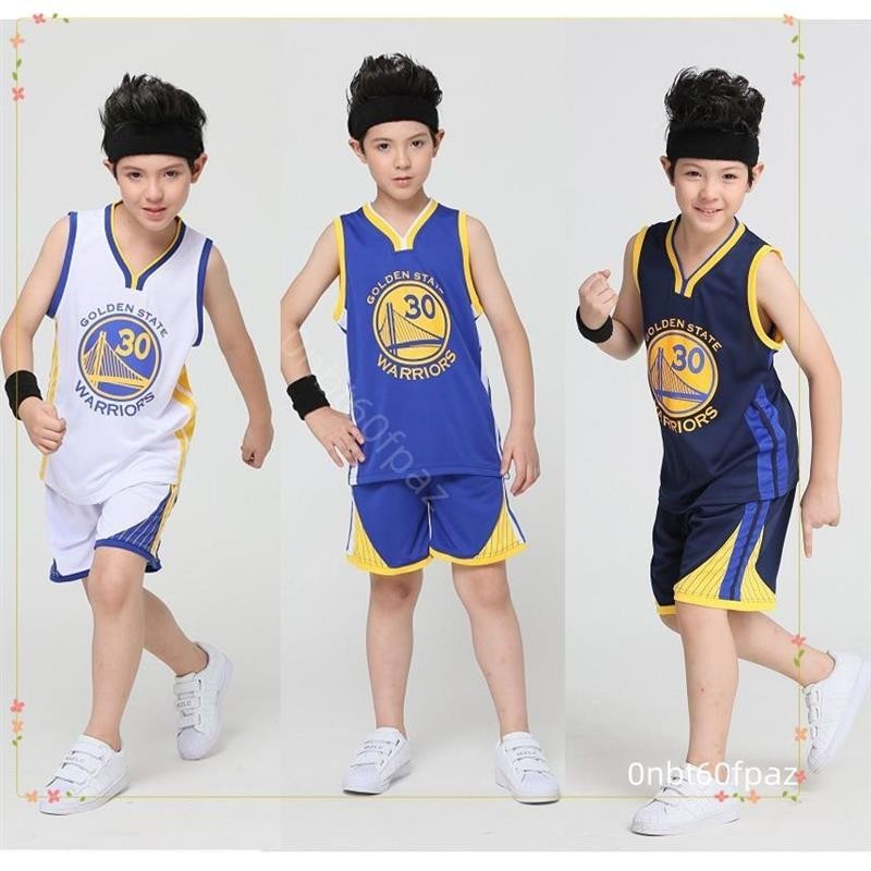 爆款優選金州勇士球衣童裝 30號庫裡球衣兒童Stephen Curry Jersey for Kids 小孩籃球衣套裝幼