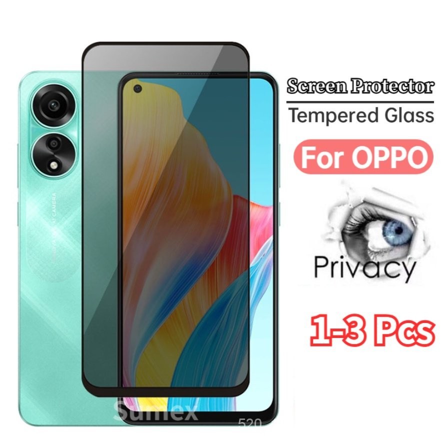 1-3 片防間諜螢幕保護貼適用於 OPPO A78 NFC A58 A38 A18 4G 隱私玻璃 hp OPPOA78