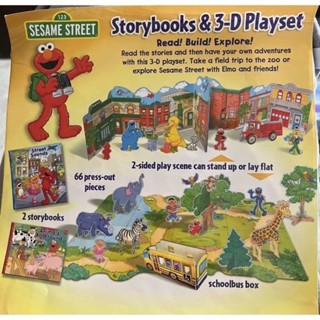 美國芝麻街3D遊戲場景組桌遊英文童書Sesame Street Storybooks and 3-D Playset