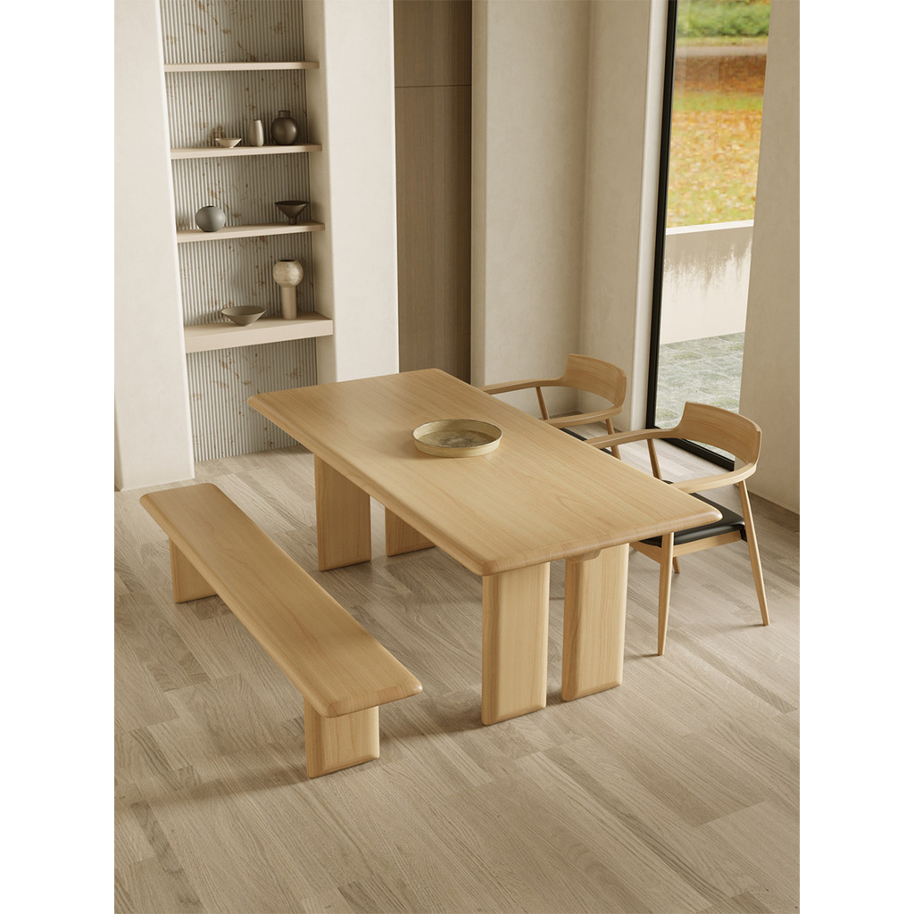 【免運】【可開發票】日式简约长方形餐桌北欧风纯实木客厅家用白蜡木书桌椅组合小户型