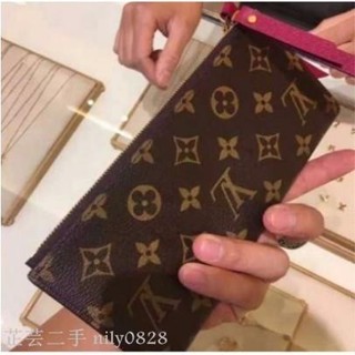 梅梅二手-LV Louis Vuitton M61269 紫紅色 Adele 雙拉鍊 扣式 長夾 M61287 大紅