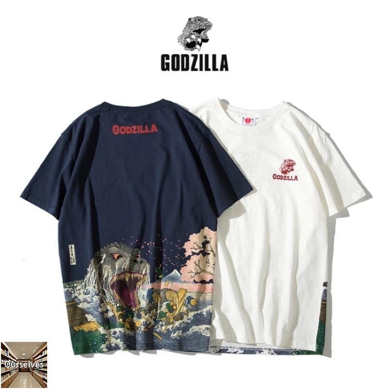 可客製 日本浮世繪哥吉拉基多拉短袖T恤 短袖上衣 短袖 男裝 哥斯拉 基多拉 浮世繪