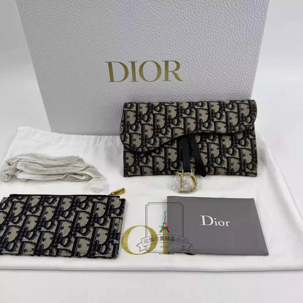 DIOR 迪奧 Dior saddle Woc 二合一 藍色老花刺繡 鏈帶包 斜背包 S5614CTZQ-M928