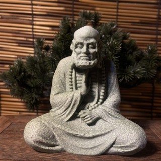 ✨臺灣出貨✨禪意達摩祖師青砂石像中式家居桌麵擺件複古茶寵魚缸創意小裝飾品