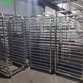 旋轉爐通用臺車架不銹鋼車架烤架加厚款32盤車架帶輪多層手推車-POP百貨