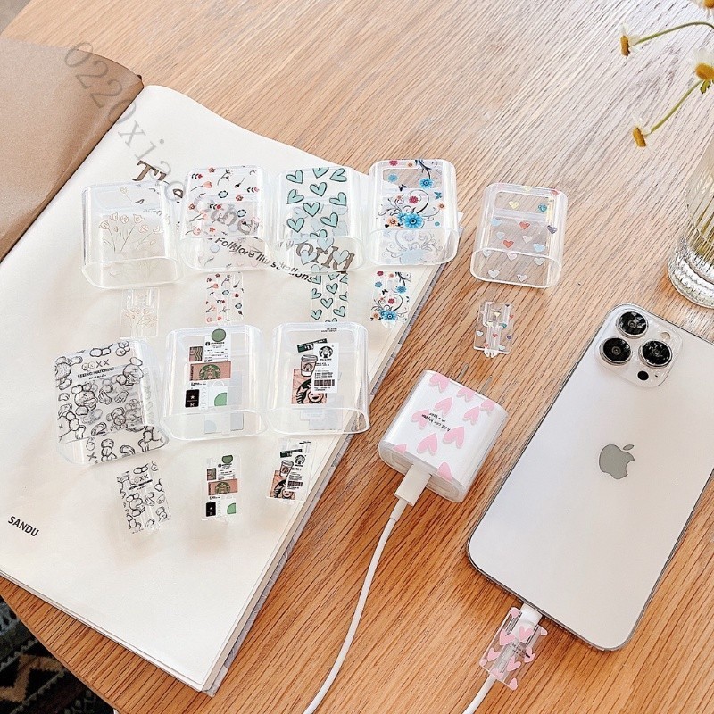 新款 蘋果 iPhone 充電頭保護套 18W 20W 豆腐頭 卡通充電器保護套 傳輸線保護殼 透明軟套