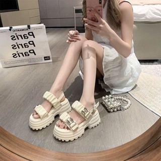 MM鞋店🌈涼鞋女 厚底涼鞋 時裝涼鞋女夏季新款一腳蹬懶人學生百搭時尚鬆糕厚底羅馬鞋 運動涼鞋 防滑涼鞋 女生軟底涼鞋