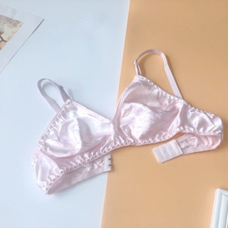 Only❤️真絲雙麵文胸100%桑蠶絲女薄款無痕內衣無鋼圈舒適透氣大碼胸罩