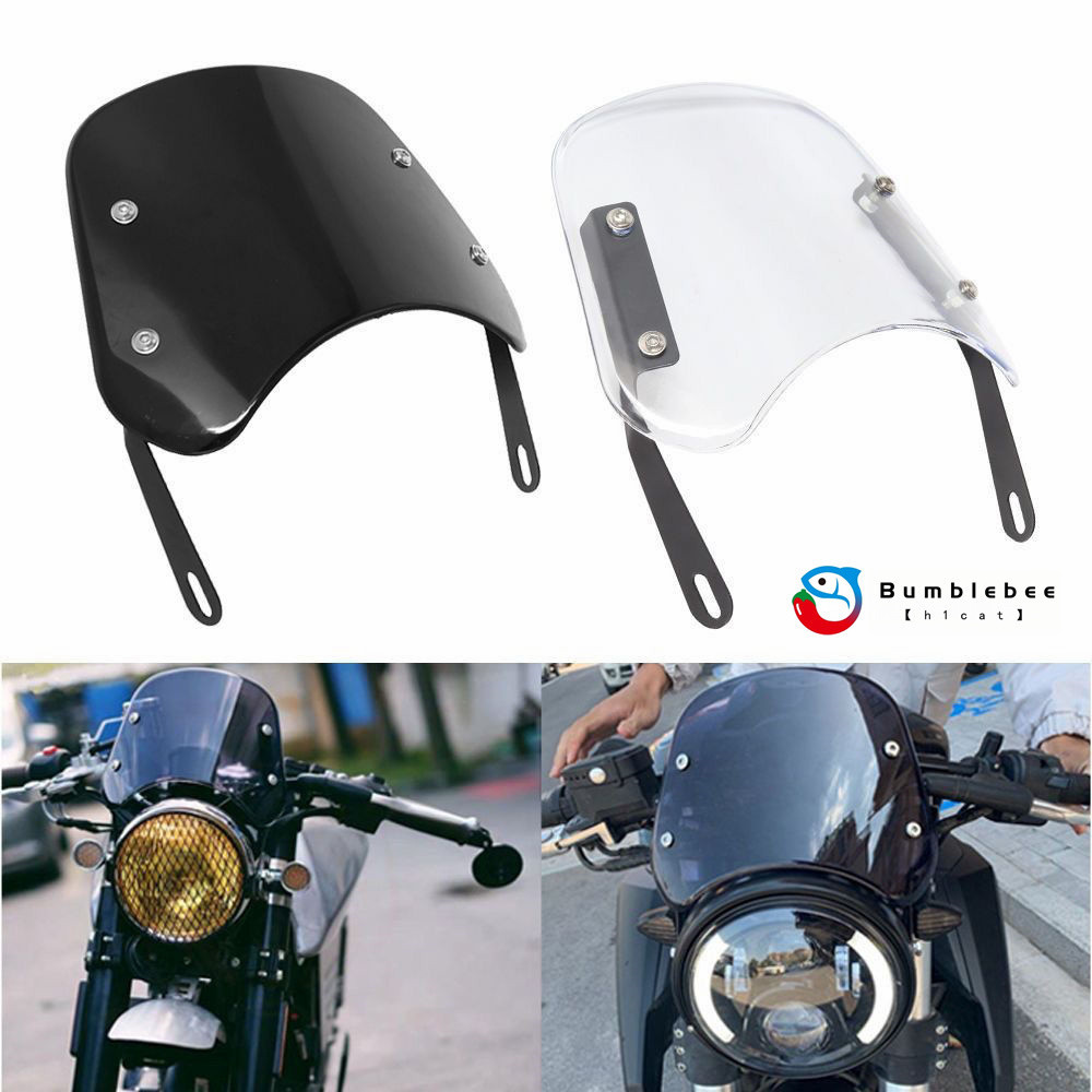 【h1cat】摩托車改裝復古前擋風 CG125太子越野車圓燈透明擋風板 保護板罩