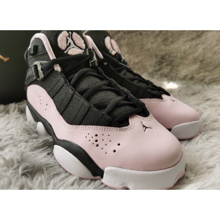 Air Jordan 6 Rings（GS）六冠王 籃球 粉黑 高幫 女款 323399-006 慢跑鞋