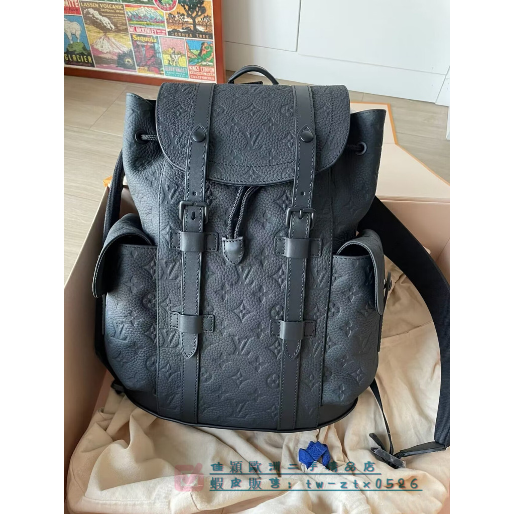 LV 路易威登 CHRISTOPHER PM 新款 黑色壓紋老花 後背包 雙肩背包 M20899 實拍 免運