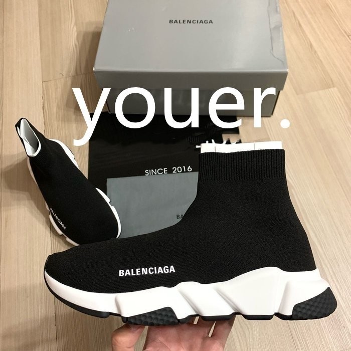 二手精品 BALENCIAGA Speed Trainer Mid 巴黎世家 襪套鞋 白底 休閒鞋