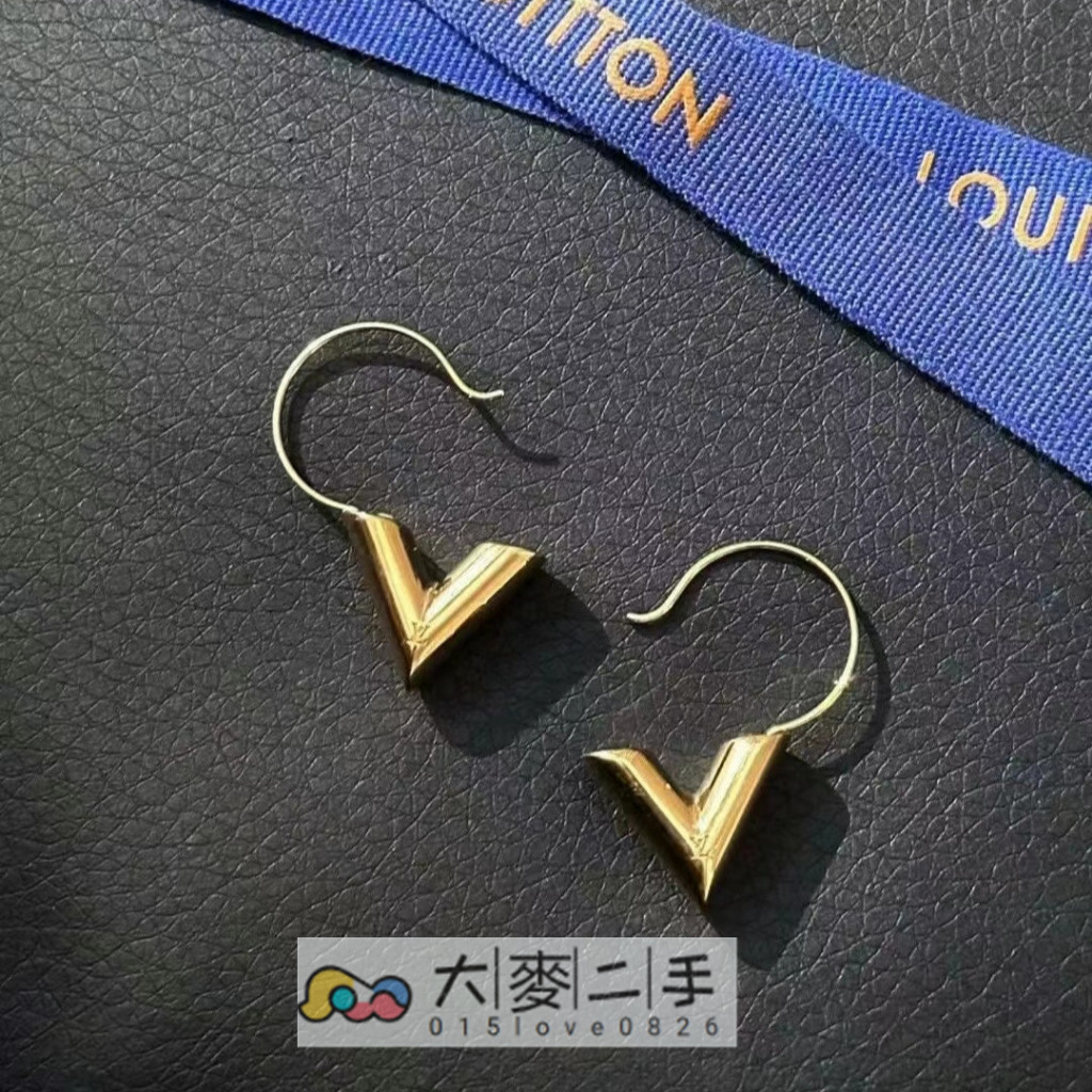 LV 路易威登 ESSENTIAL V 圈式穿式耳環 金色 M61088 銀色 M63199