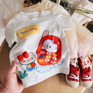 🎀biubiu童裝🎀兒童韓版卡通立體Hello Kitty短袖T2024夏新款女童洋氣打底衫上衣