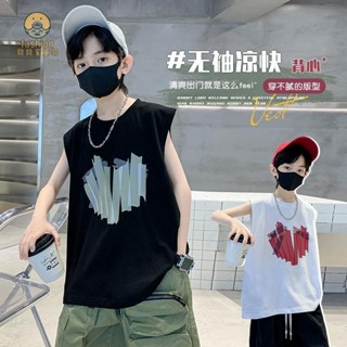 熱銷款貝貝家童裝 無袖上衣 童裝純棉男童無袖背心 夏季 背心 上衣 新款夏寬松男孩兒童T恤 運動外穿上衣潮