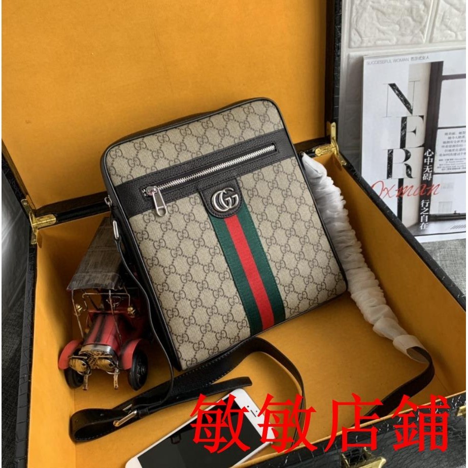 （敏敏二手）GUCCI/古馳男士防潑水多用功能包超多層口袋多功能簡约男包單肩斜挎包男包包斜跨單肩包單肩包男士側背包212