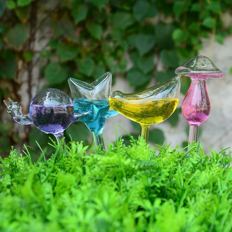 家用玻璃懶人自動澆水器陽臺庭院盆栽玻璃球卡通滴水器澆花滲水器