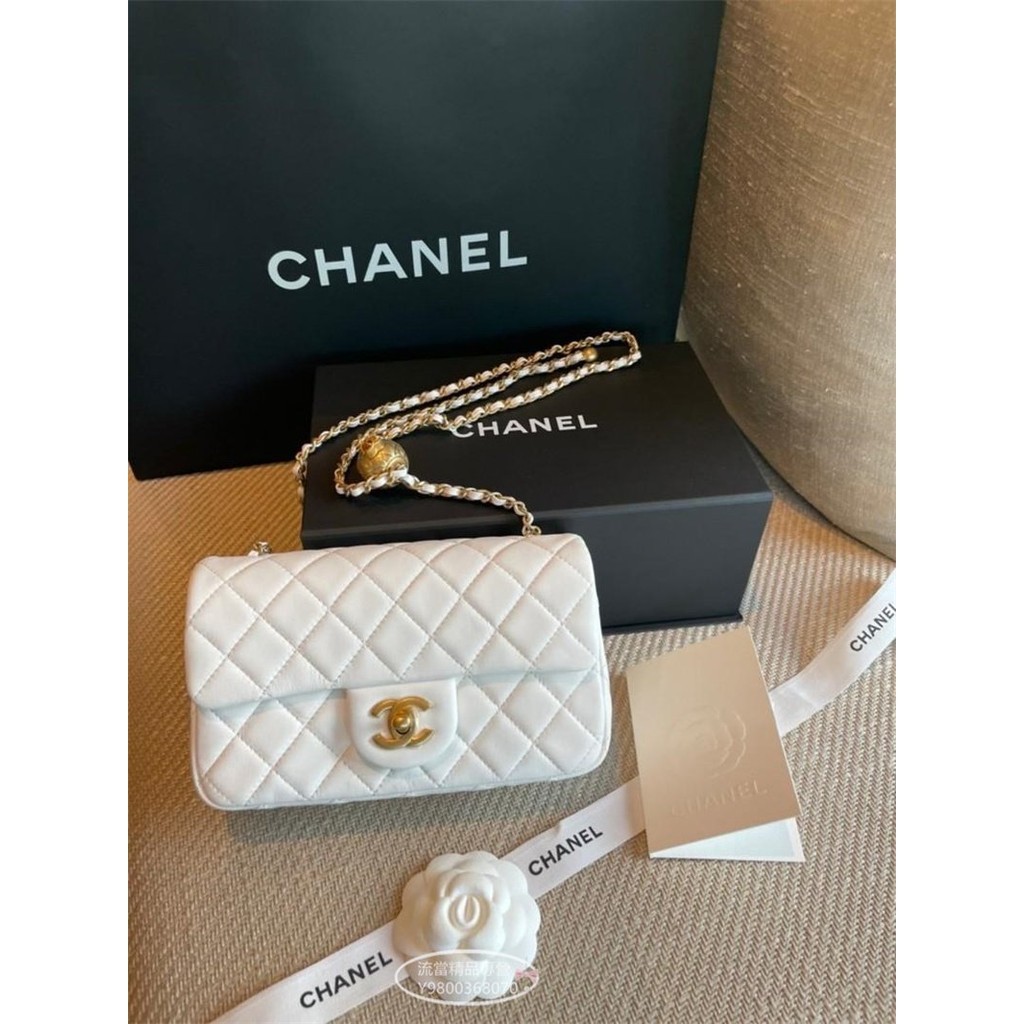 二手精品 Chanel mini coco 20 荔枝皮 金扣 小金球 鏈條單肩包