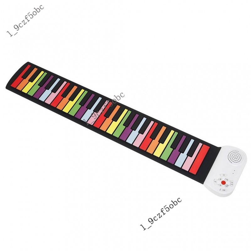 熱銷49鍵彩虹便攜式手捲鋼琴兒童初學電子琴玩具 彩色手捲鋼琴