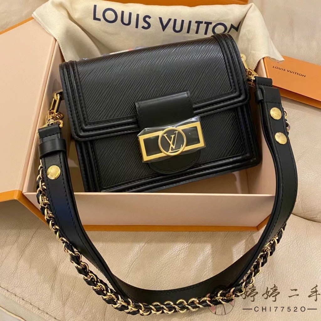 LV 路易威登 MINI DAUPHINE 手袋 黑色 水波紋 達芙妮 鏈條包 肩背包 斜背包 M55964