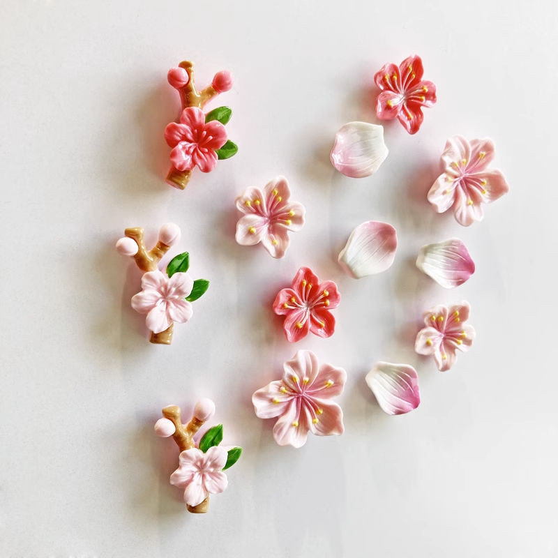 S卡通貼@創意迷你小號可愛花朵裝飾磁性貼立體家居留言板磁貼桃花冰箱貼