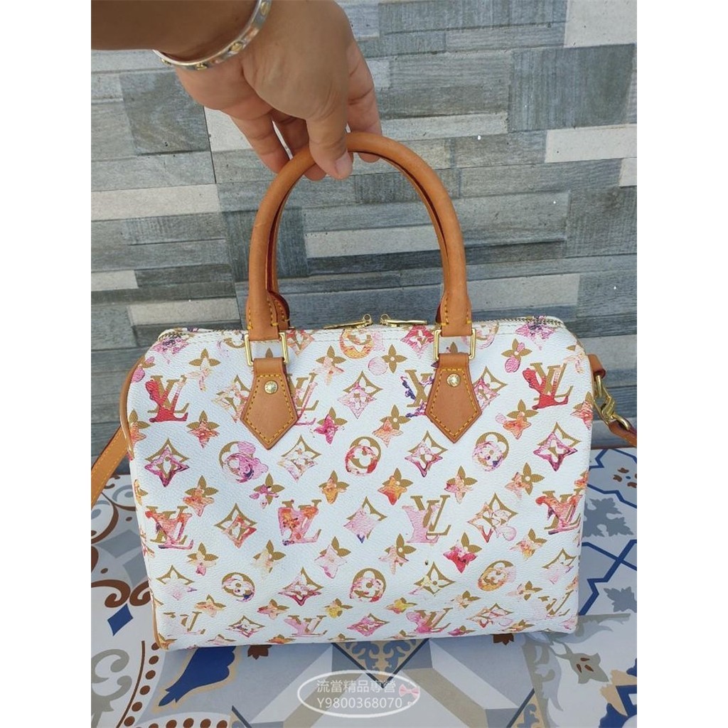 精品二手 LV Speedy 30 Bando bag???? 枕頭包 白花色 現貨