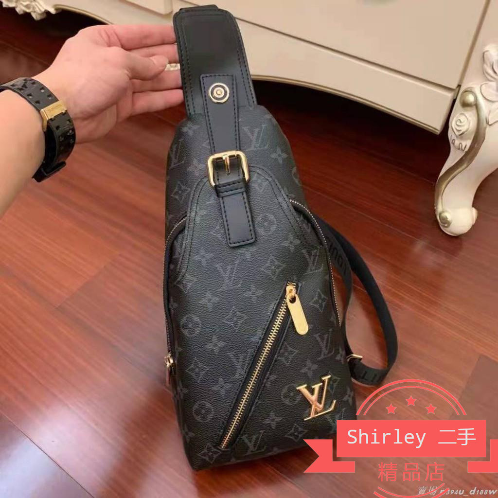 二手Louis Vuitton/LV路易威登胸包男真皮頭層牛皮胸前包男士單肩斜挎包軟皮包