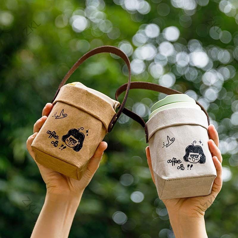 台灣熱賣🚀樂扣ins風隨行水杯套咖啡杯提袋玻璃杯套斜跨手提套防水環保杯套