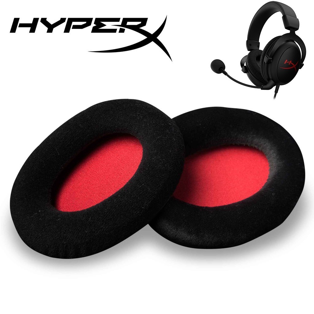 ▧Cloud 絨布耳罩 (黑/紅) 適用於HyperX Cloud II 遊戲耳機罩 Silver電競耳機替換耳罩 一對