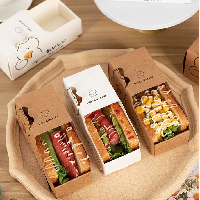 【順順裝飾】可開發票 餐盒 打包盒早餐三明治蛋糕卷抽屜式打包盒厚蛋燒吐司包裝盒烘焙一次性紙盒子