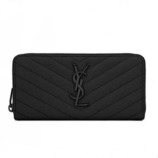 貓貓二手 Saint Laurent YSL Monogram 358094 牛皮 拉鏈長夾 金色/黑色logo