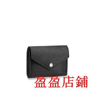 盈盈二手/Louis Vuitton LV M62173 VICTORINE EPI水波紋皮革零錢中短夾黑 有