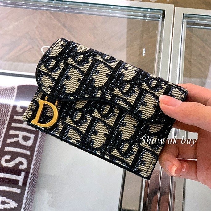 精品二手 Dior 迪奧 Oblique Saddle 印花 馬鞍 翻蓋卡夾 經典老花 錢包 卡包 皮夾 短夾