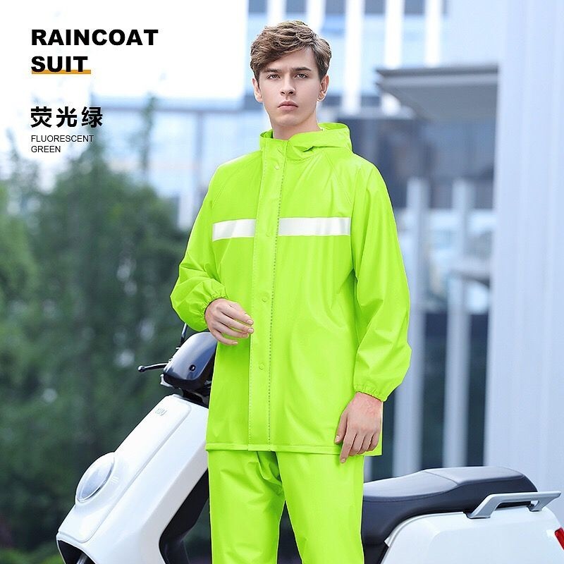 時尚分體式雨衣雨褲套裝3M反光PVC男士摩托車雨衣分體騎行雨衣